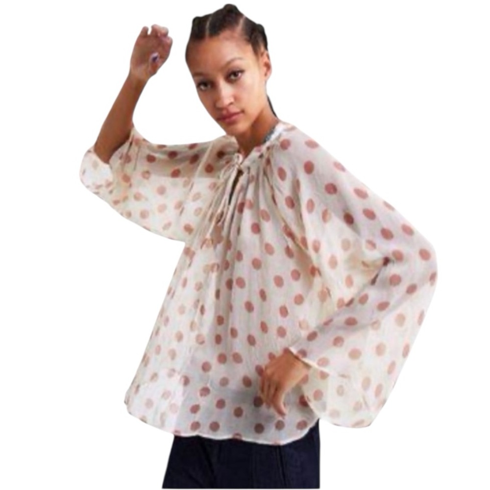 Zara Sz S Oversized Flowy Polka Dot Blouse EUC
Dainty Angelcore Fairy Boho Sheer